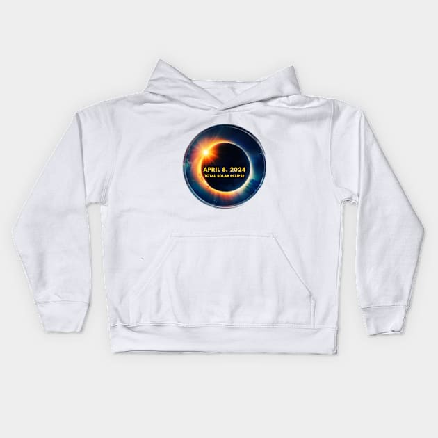 Solar Eclipse April 8 2024 Totality Sun and Moon Eclipse Kids Hoodie by Little Duck Designs
